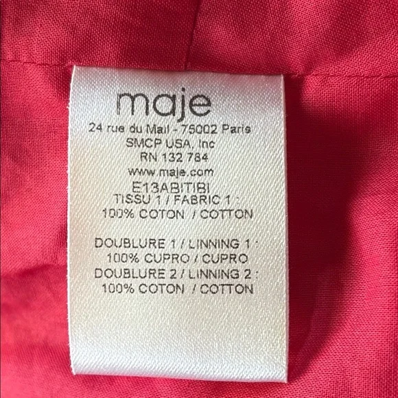 Maje Paris Abitibi Gathered Sleeve Jacket Pink Size FR 38/ US M